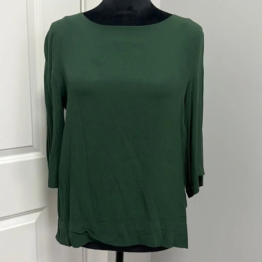 H&M green blouse size M 3/4 length sleeves